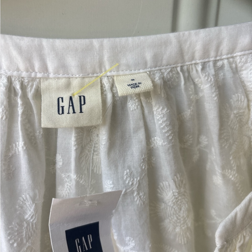 GAP White Embroidered V-Neck Midi Dress - Picture 3 of 7